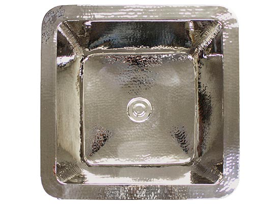 Linkasink Bathroom Sinks - Copper (Nickel Plate) - C005 PN Small Square - 16 x 16 x 8 with 1.5" Drain Hole - Polished Nickel
