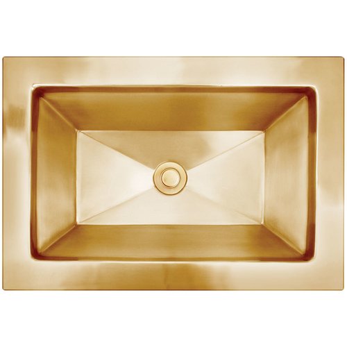 Linkasink Bathroom Sinks - B042-UB - Yves Sink - Smooth Metals - Satin Unlacquered Brass - OD: 21" x 14" x 5.5" - 1.5" Drain