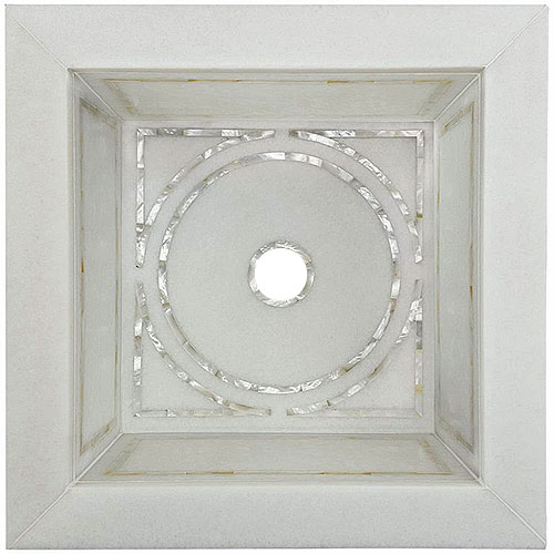 Linkasink Bathroom Sinks - Square White Marble Mother of Pearl Inlay - MI07 Graphic Drop-In Bath Sink