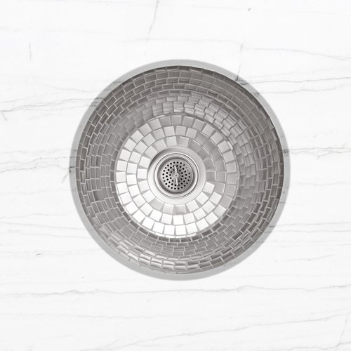 Linkasink Kitchen Sinks - V042 Small Round Flat Bottom Stainless Steel Mosaic