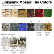 Linkasink Bathroom Sinks - Mosaic - Venetian Glass and Tumbled Marble Tile Sample Chart