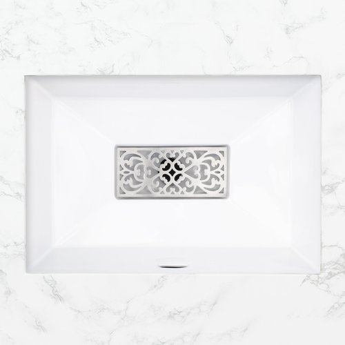Linkasink Bathroom Sinks - Linkasink P0011-W Lois- White Porcelain - Decorative Grate G001 - Filigree