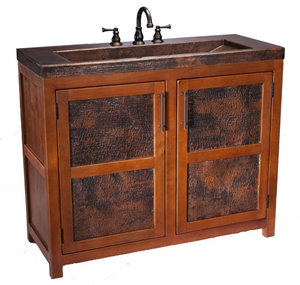 Thompson Traders Vanities - Lerma Grande - VTL - Wood Vanity with Handcrafted Intergrated Sink in Aged Copper