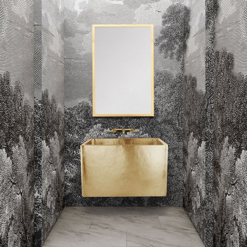 Linkasink Bathroom Sinks - Wall Mounted - WM002 Lori Hammered - 1.5" Drain Opening